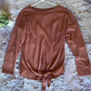Waffle knit mauve long sleeve top from amazon